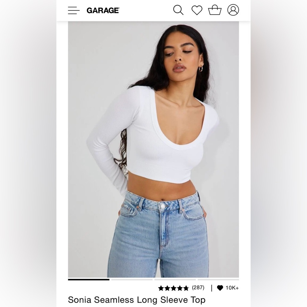 White Garage Sonia Seamless Long Sleeve Top.